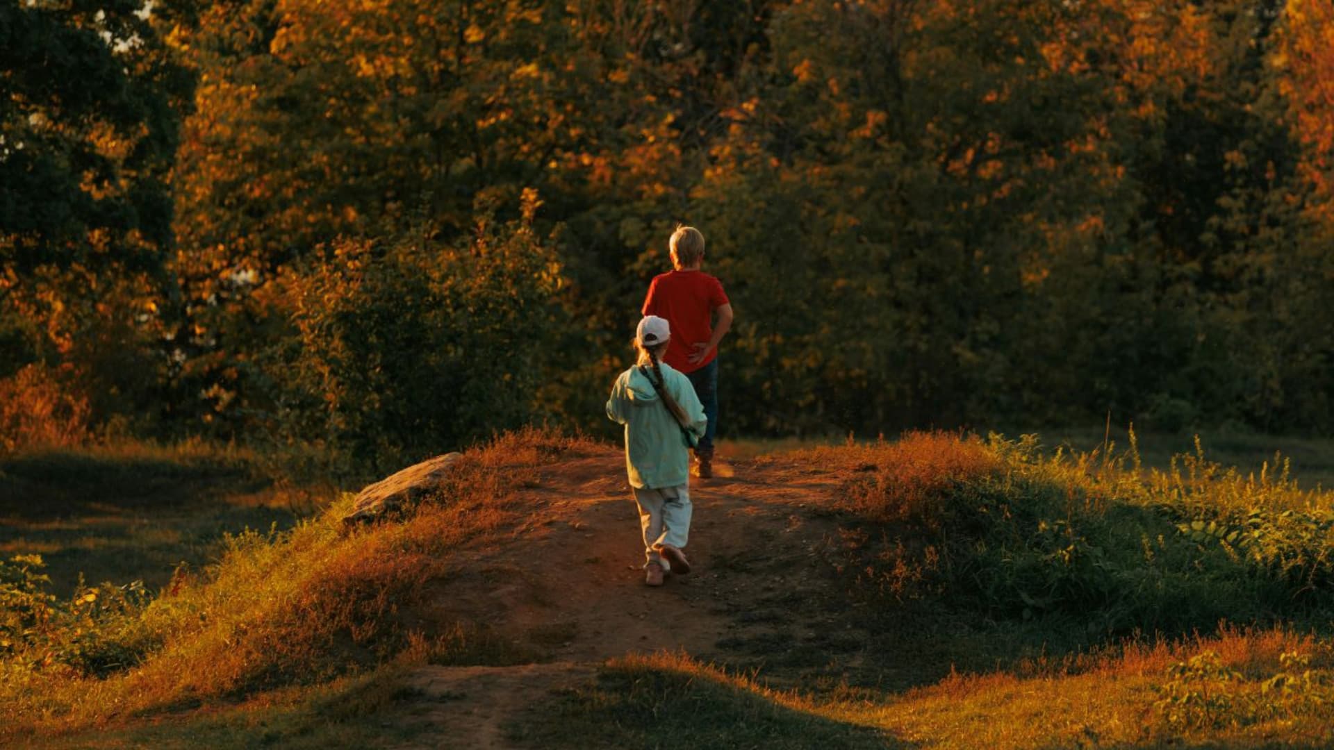 Bambini nel bosco (foto d'archivio)