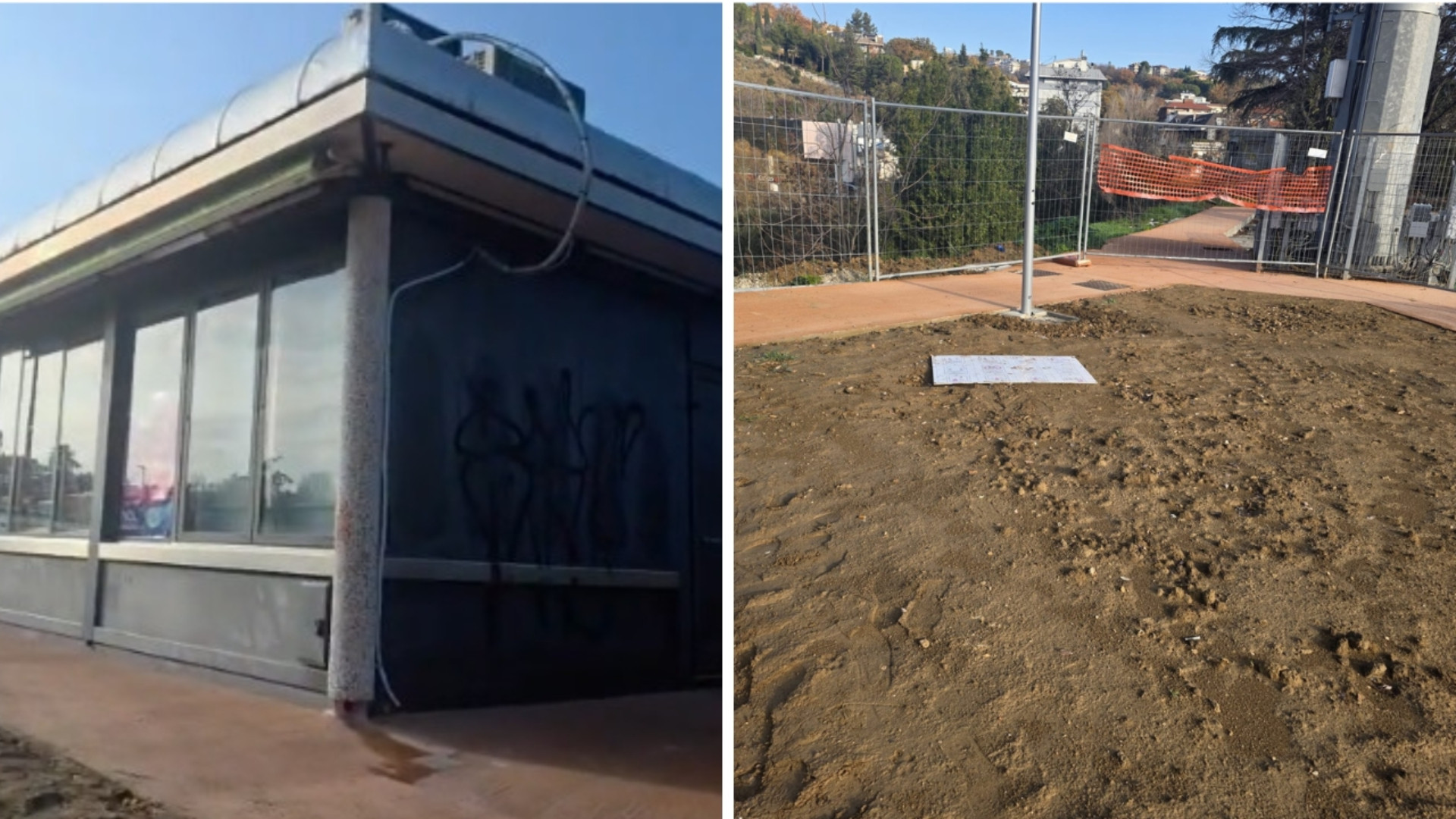 L'edicola dentro al cantiere a Teramo