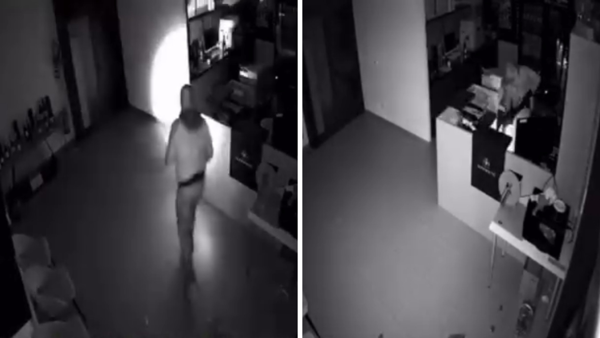 Due frame del video del colpo