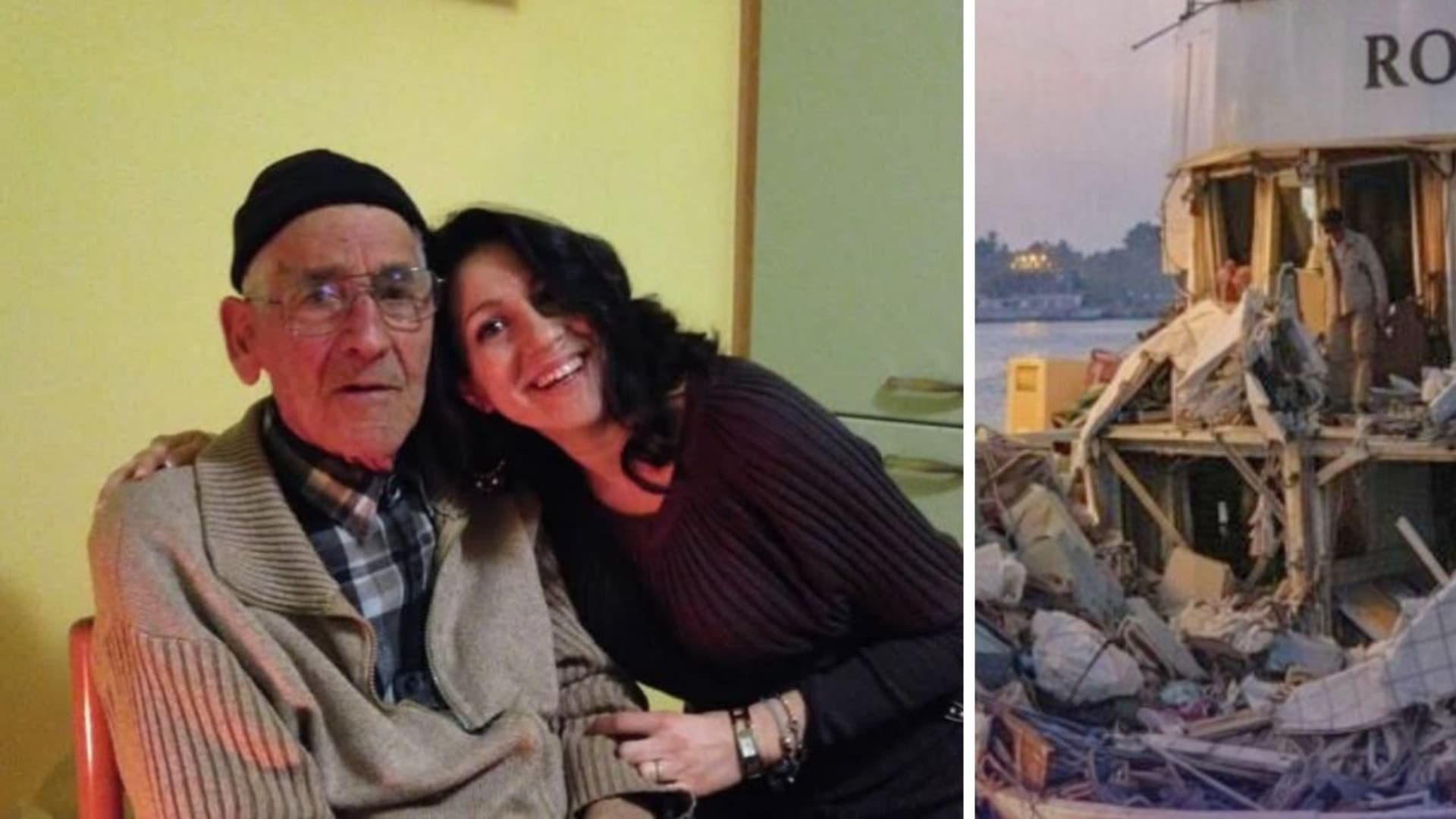 La maestra con il padre, a destra un frame dal video Rai
