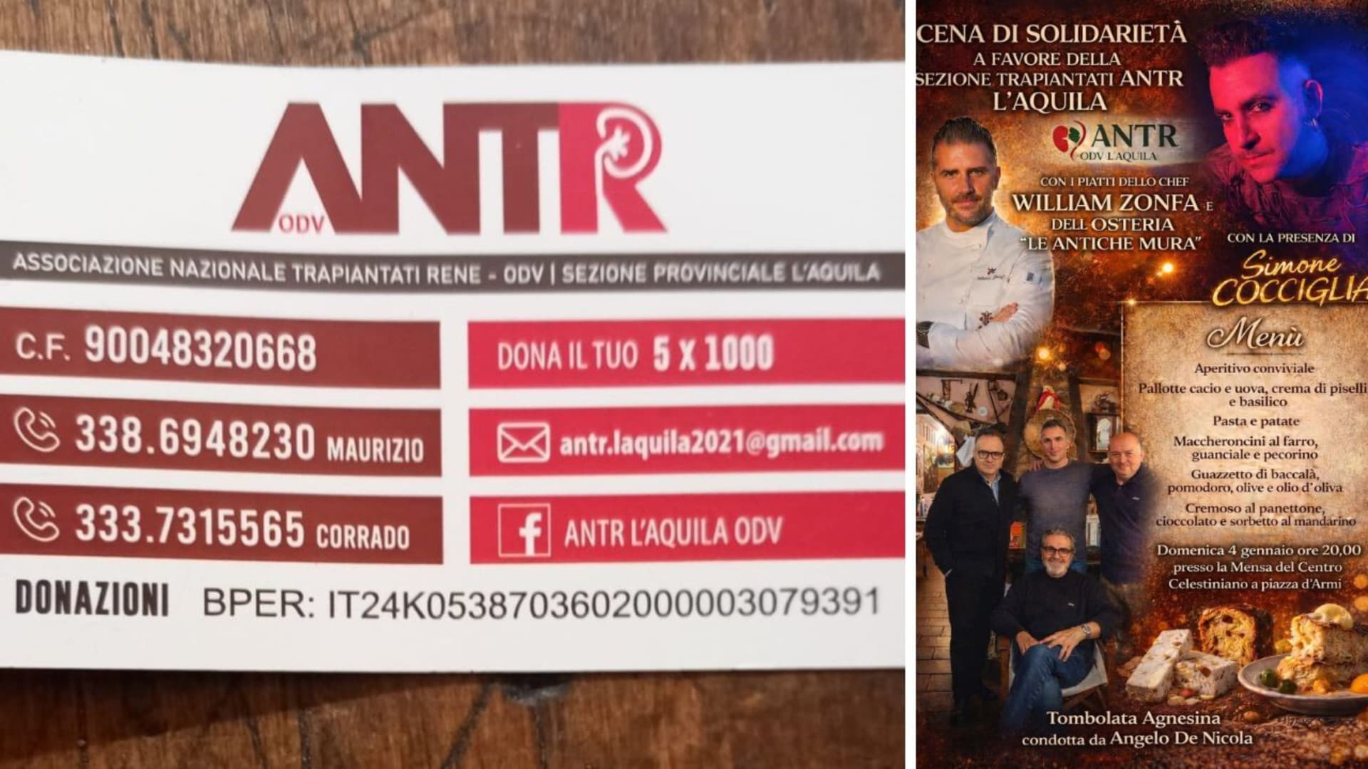 L'Aquila, una cena per beneficenza a sostegno dell'associane Antr e della Mensa dei poveri di Celestino