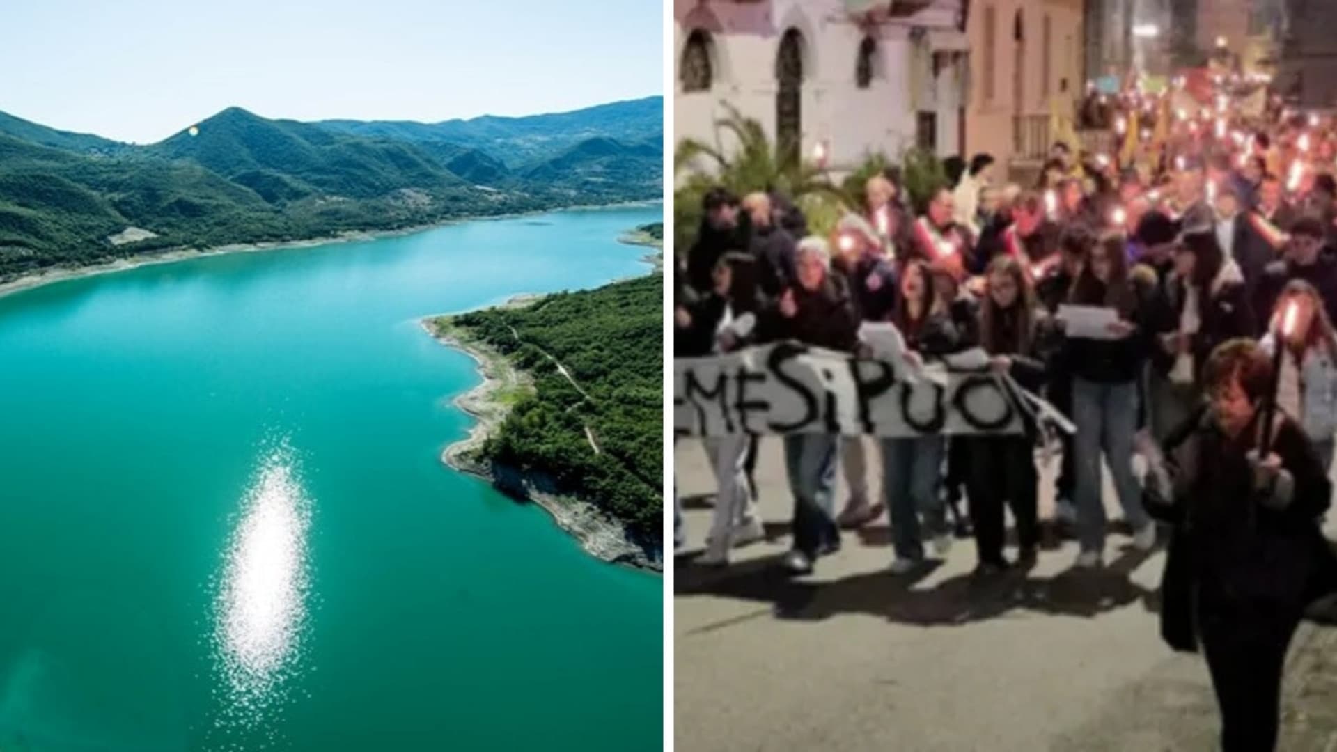 La fiaccolata di protesta e il lago individuato per l'estrazione