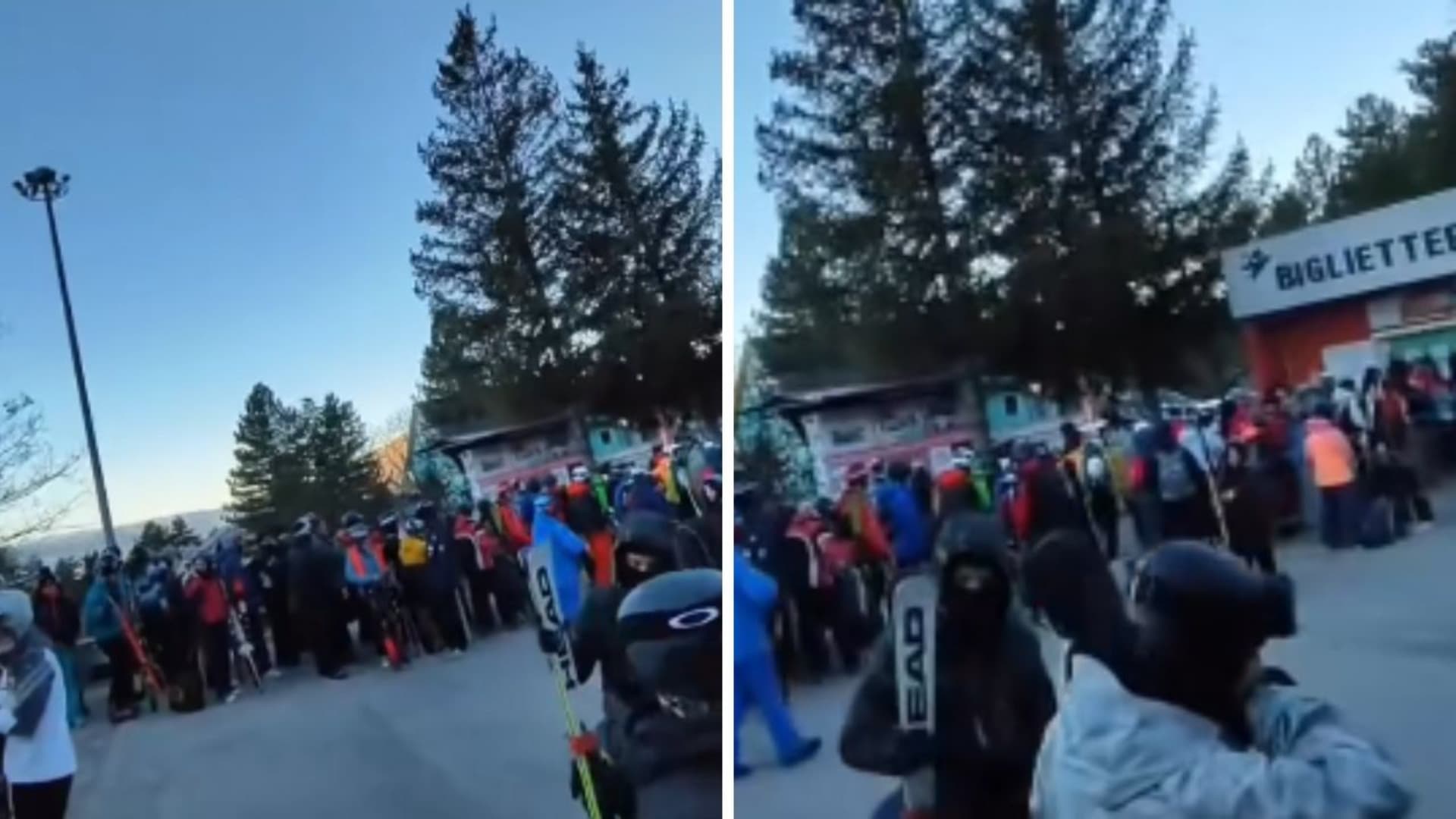 Tutti in fila per salire sulla funivia (foto da Neve Appennino)