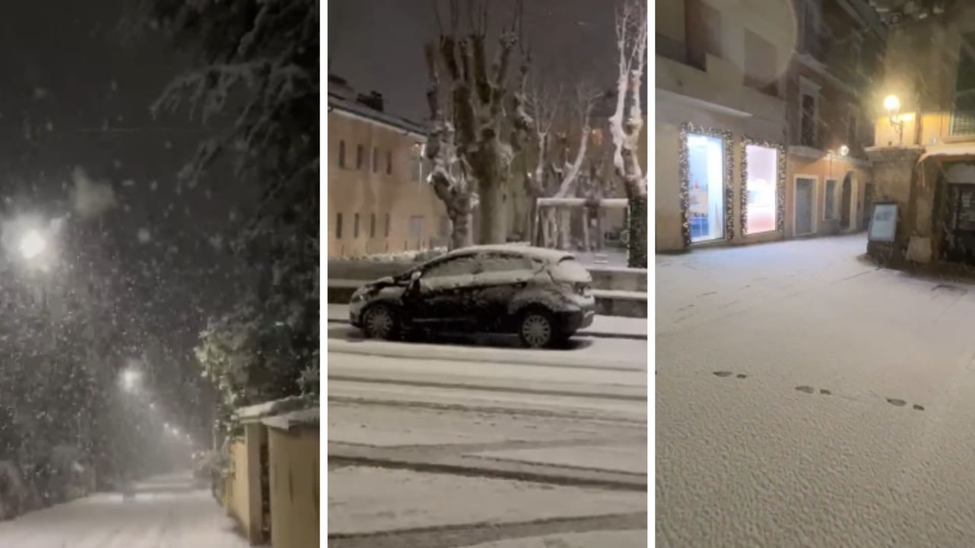 Neve in Abruzzo, fiocchi bianchi anche a 300 metri. Video: lo spettacolo bianco