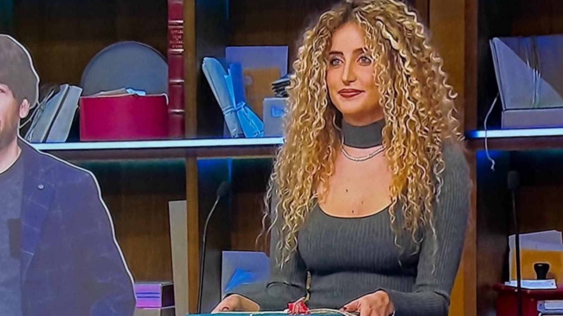 Susanno Columbaro in tv nell'immagine che ha diffuso sui social
