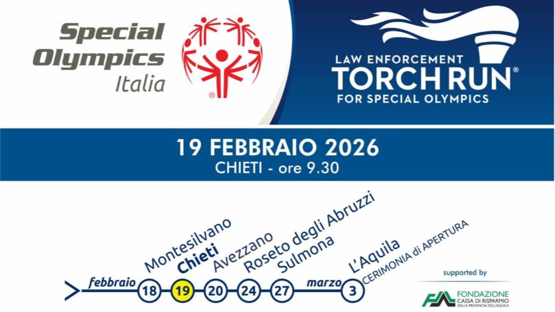 Chieti abbraccia il Torch Run: la torcia della speranza accende l’inclusione