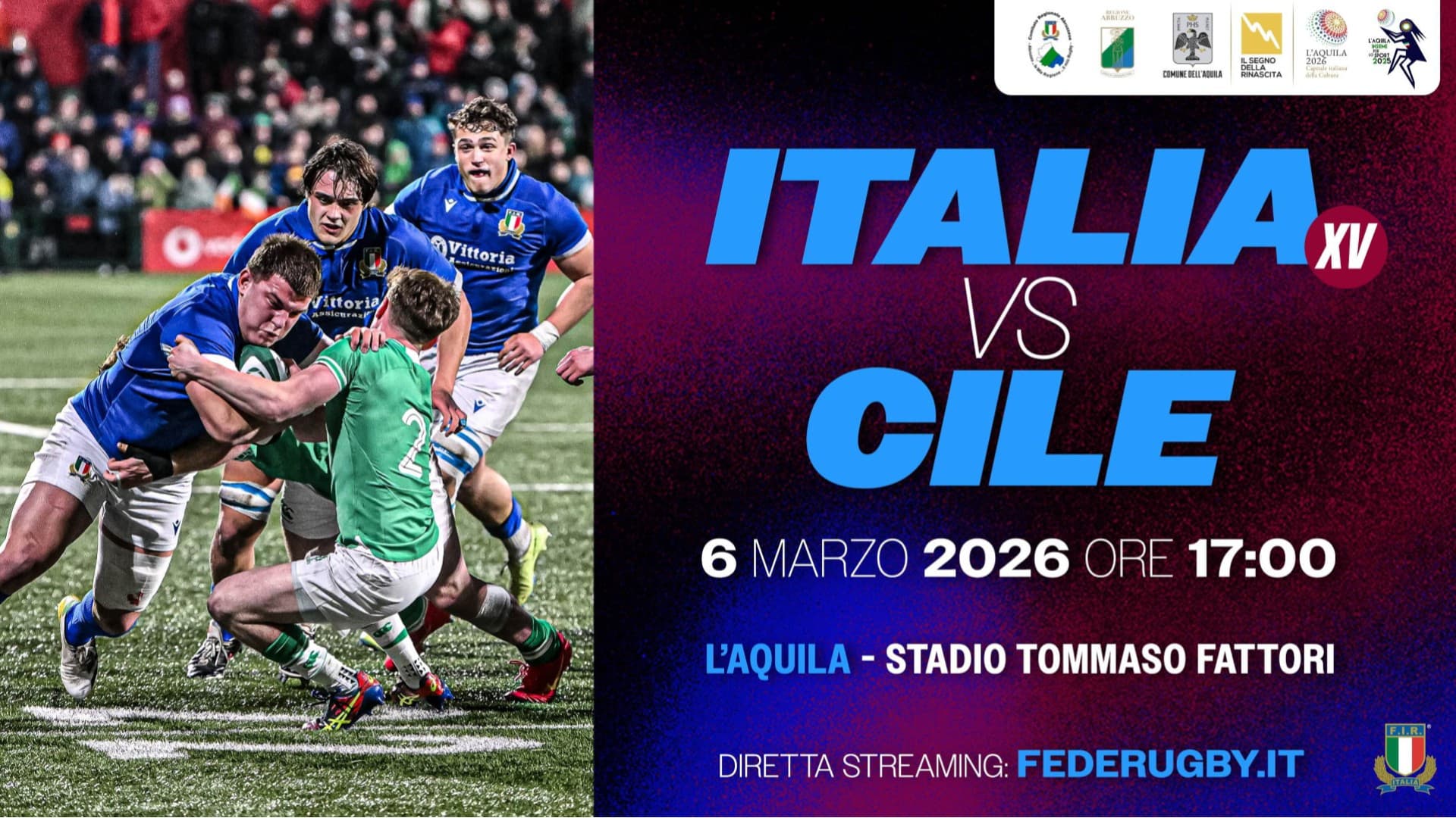 L'Aquila, Italia XV-Cile: al via la prevendita per il test internazionale nel capoluogo abruzzese
