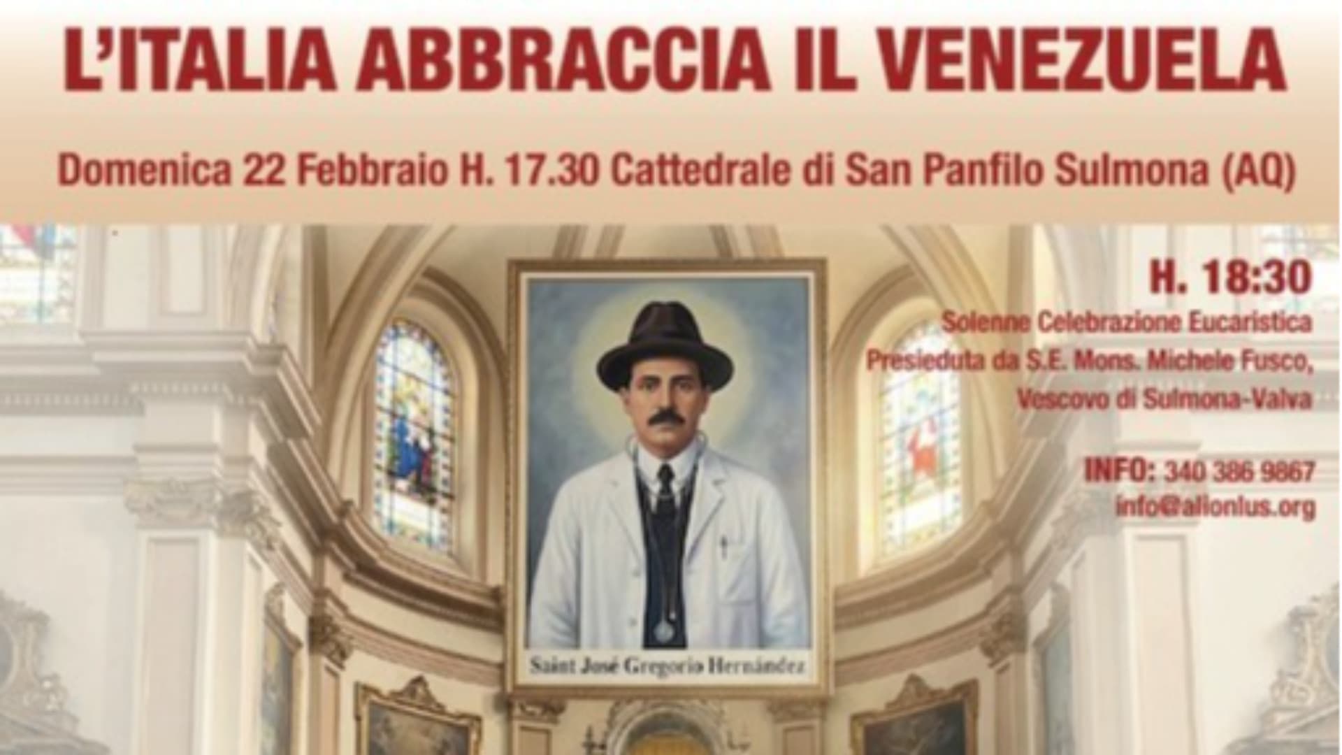 Sulmona, accoglie la Reliquia di San José Gregorio Hernández