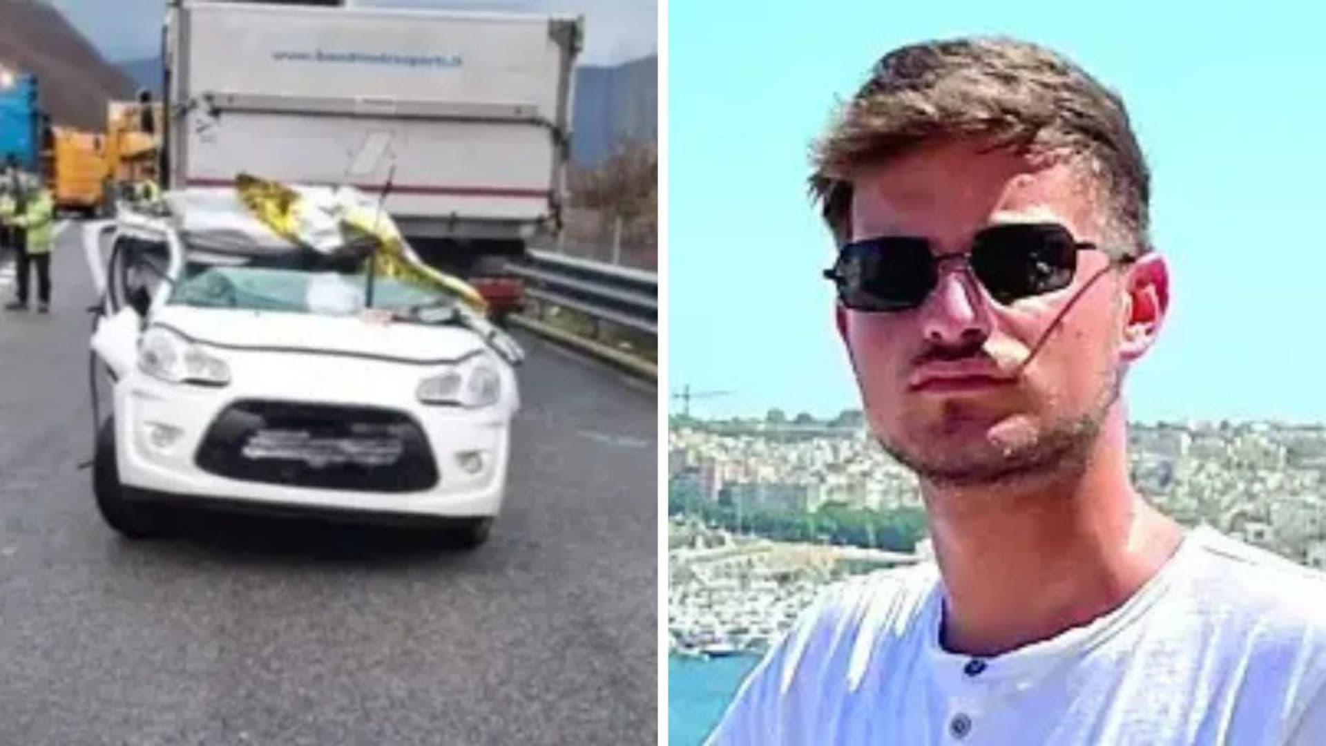 L'auto dopo lo schianto e il 26enne morto