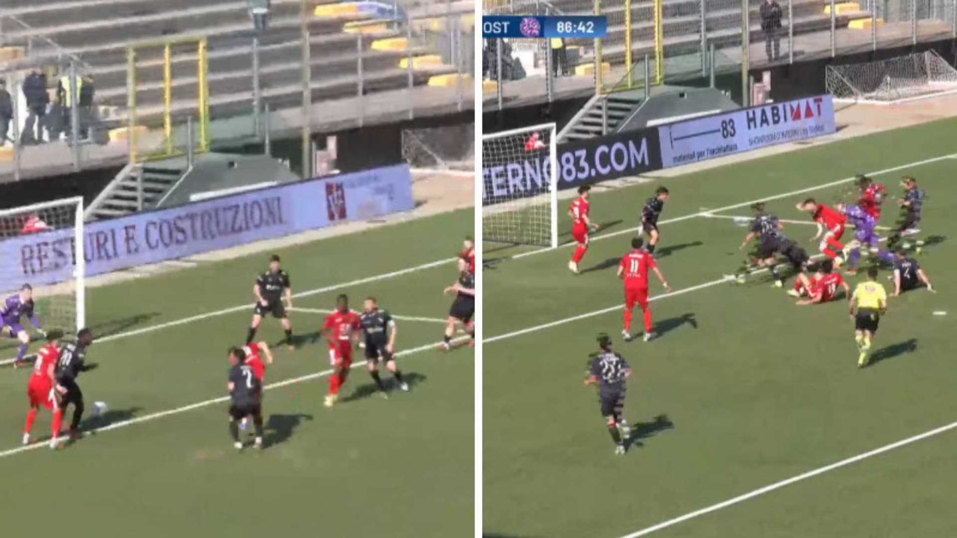 Il gol dell'1-2 e del 22 (foto da SuperJ Tv)