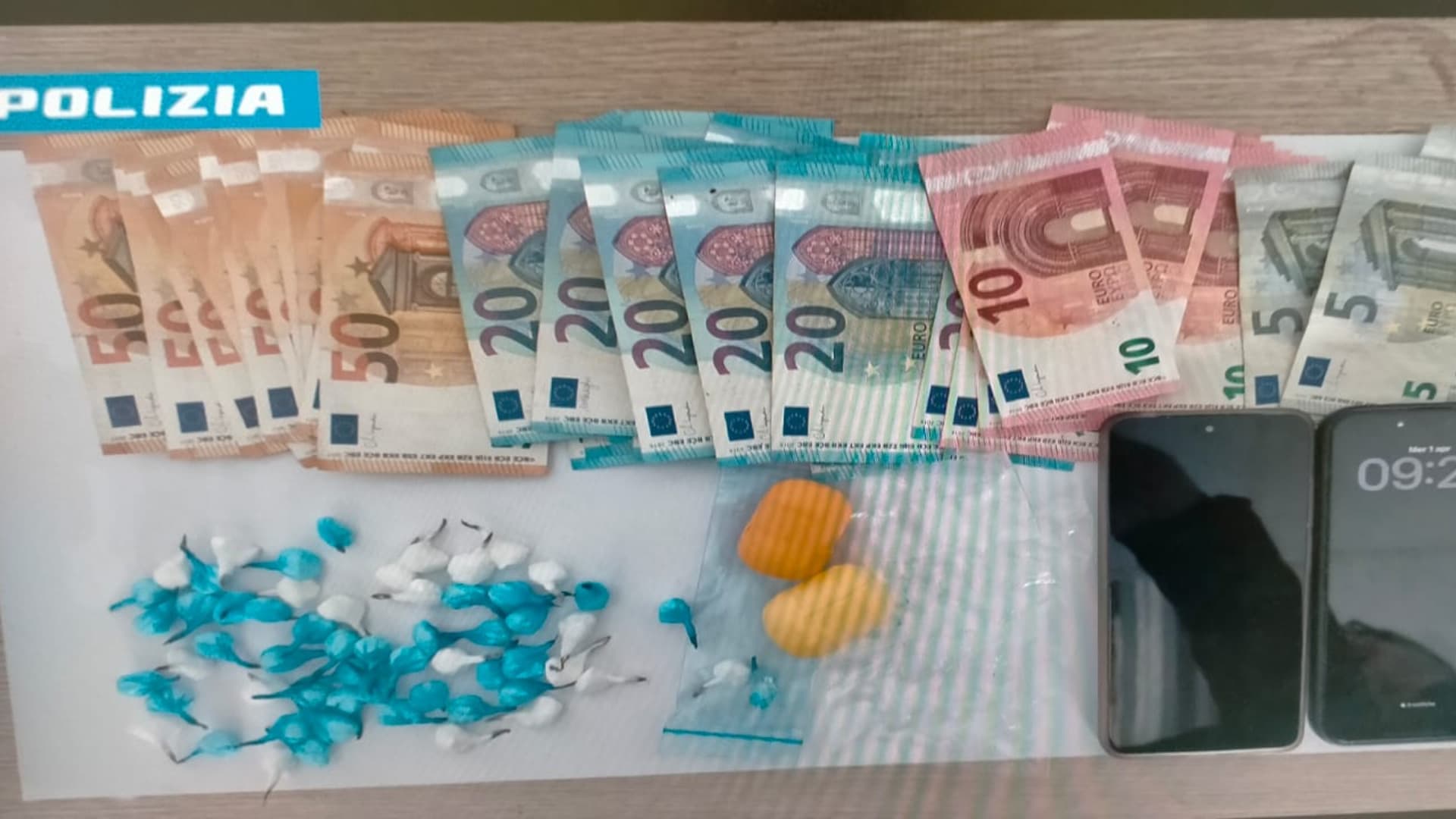 La cocaina sequestrata dalla polizia