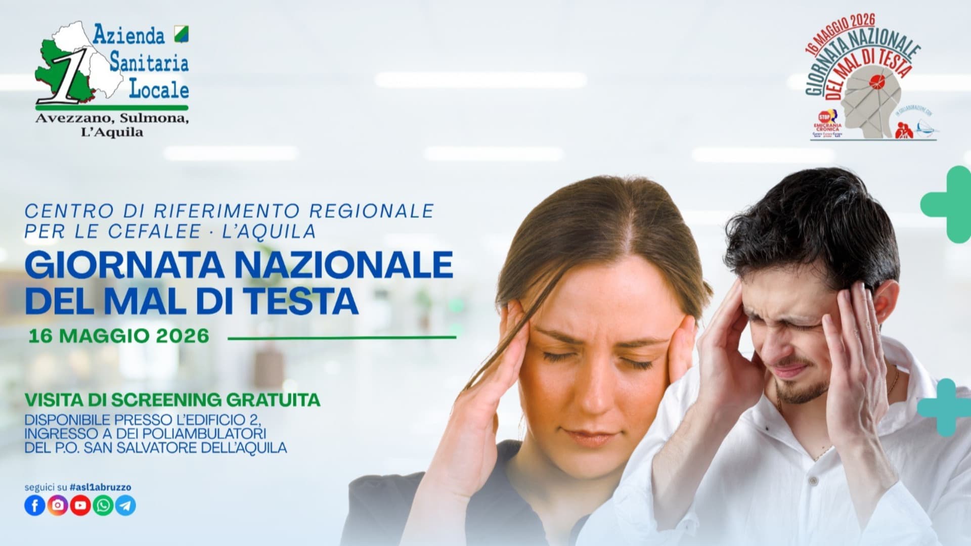 L’Aquila, cefalee: visite gratuite in occasione della Giornata nazionale a tema