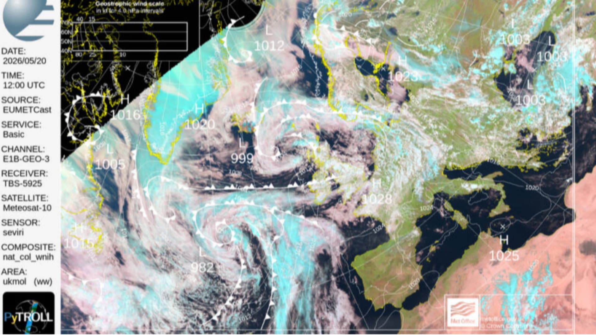 Foto tratta dal Satellite e pubblicata dal meteorologo abruzzese Giovanni De Palma sul proprio sito internet