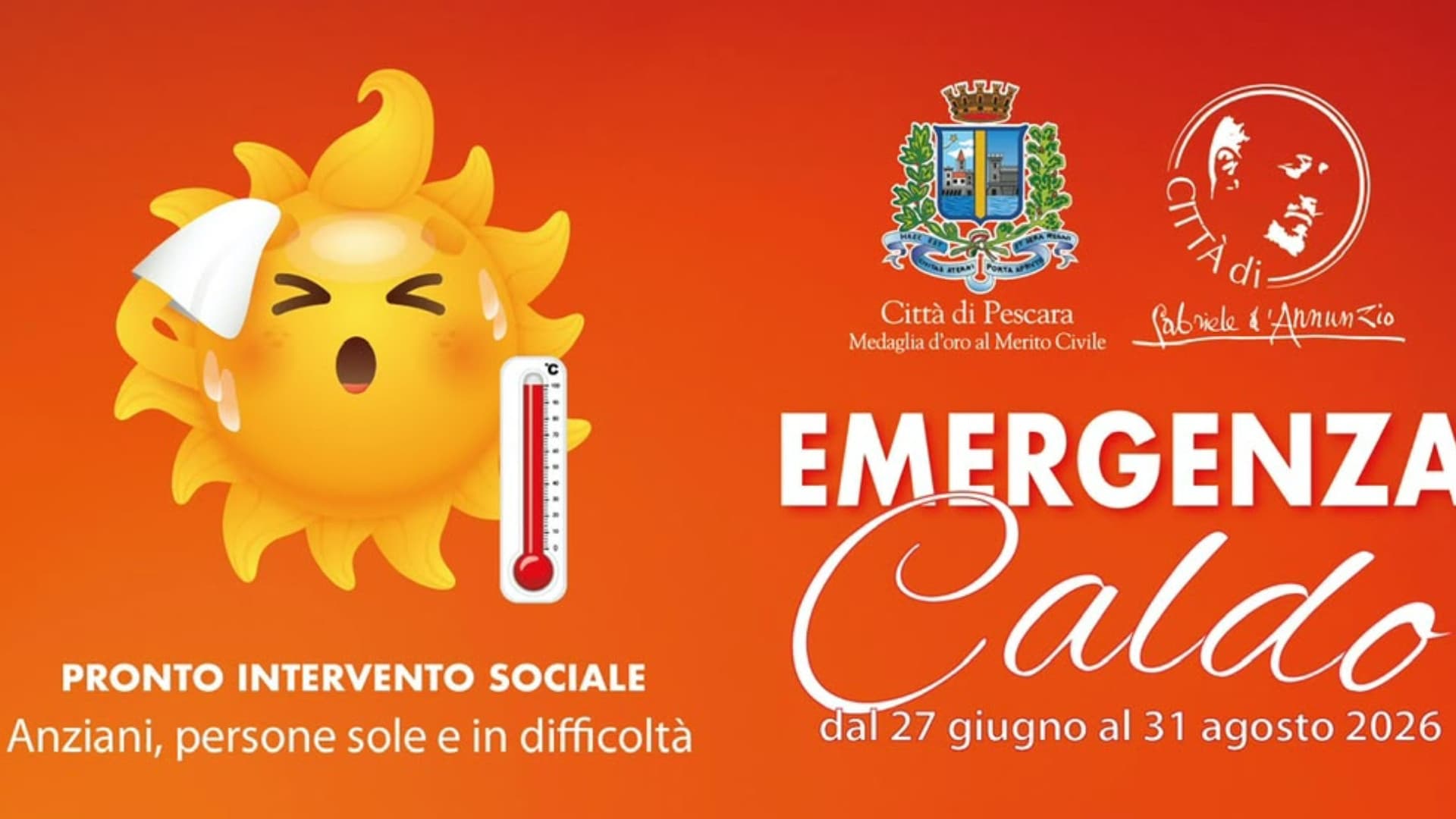 Pescara, parte il Piano caldo 2026: assistenza ad anziani e persone fragili - Le info utili