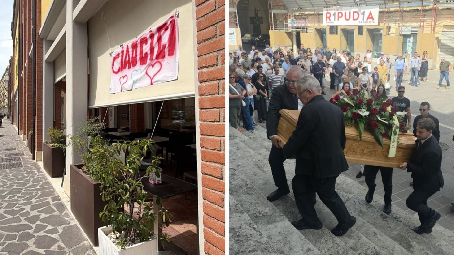 Due immagini dei funerali