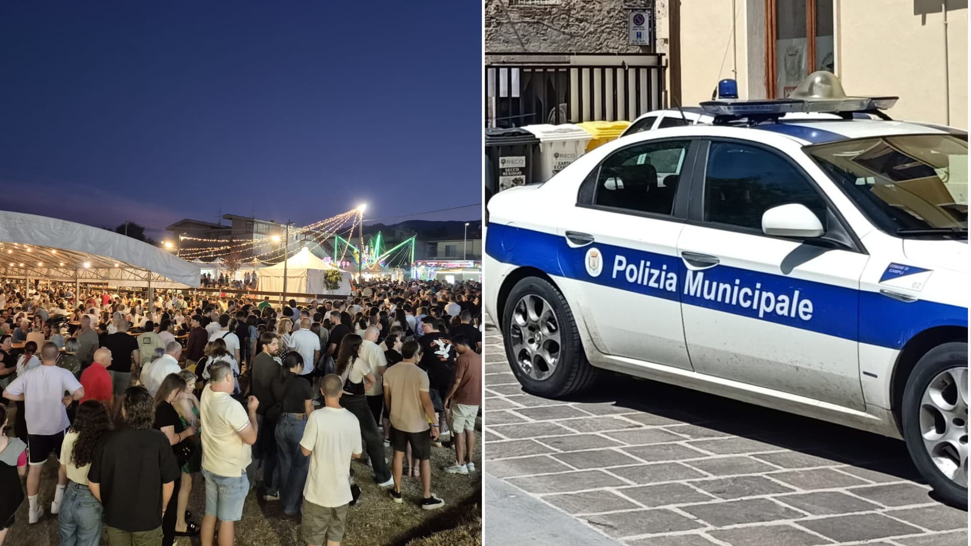 La sagra del tartufo di Campovalano e un'auto della Polizia Municipale