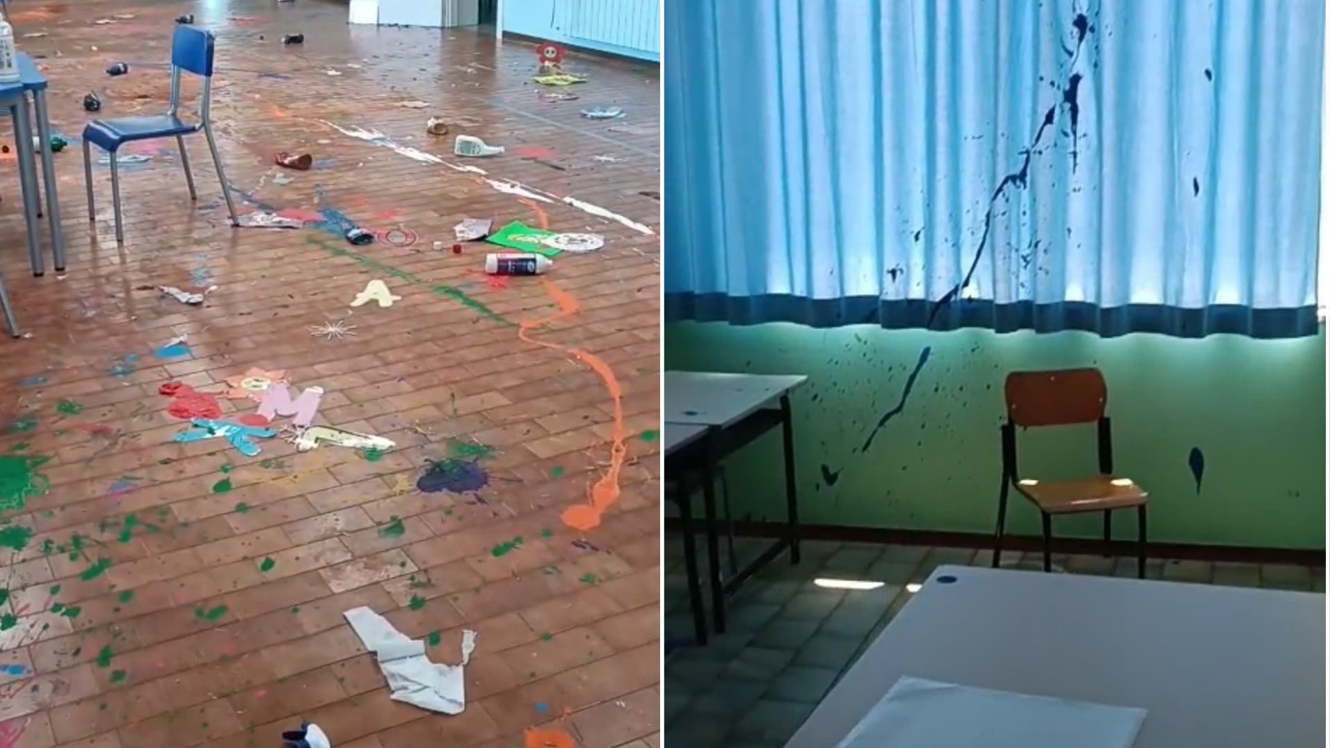 Le immagini della scuola vandalizzata
