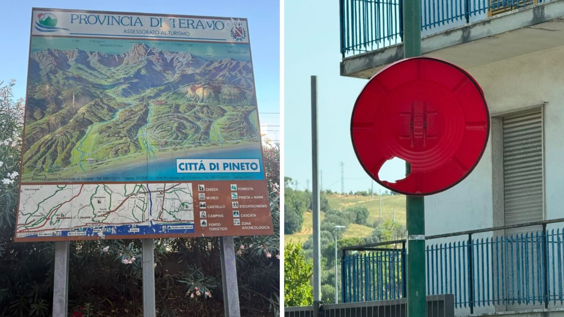 A sinistra il cartello ripulito