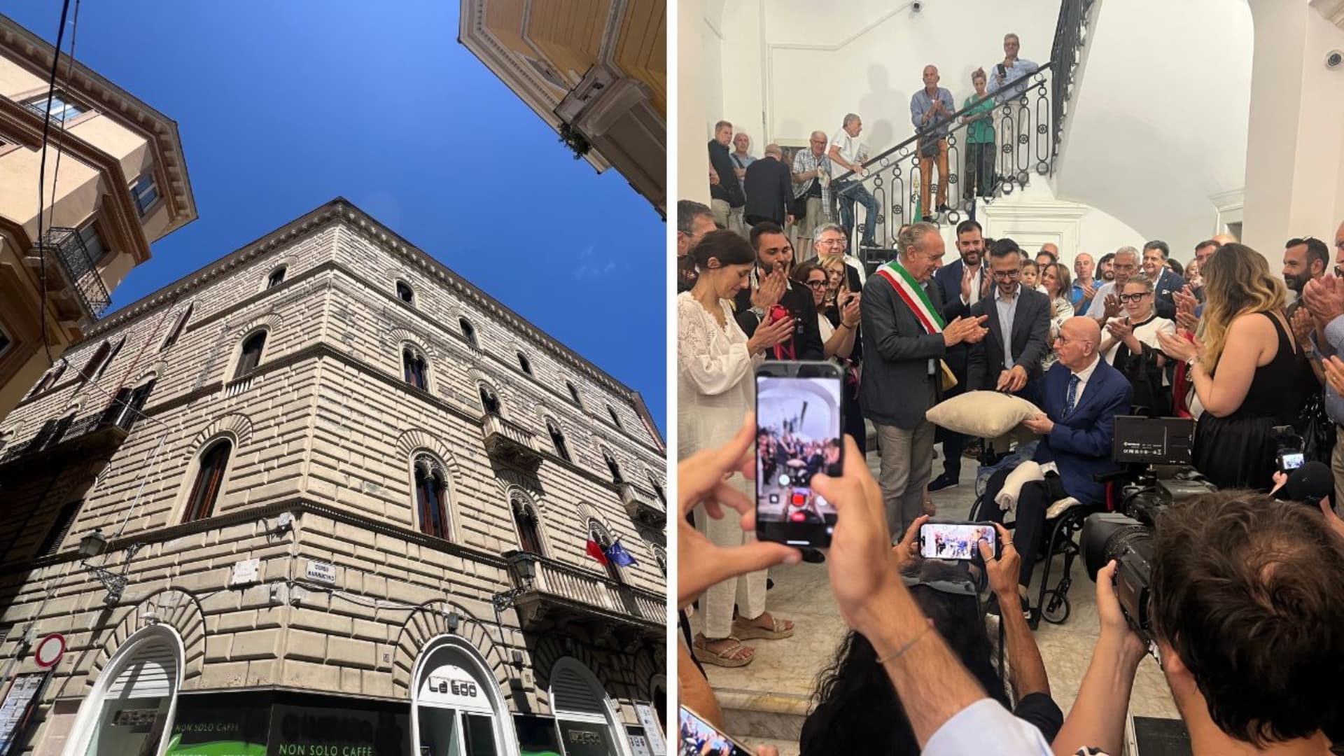 Un momento dell'inaugurazione e la struttura