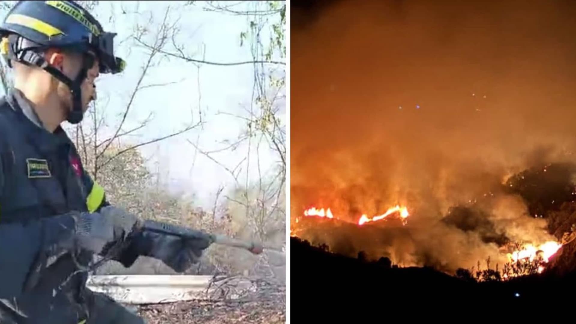 Le fiamme e l'intervento dei vigili del fuoco