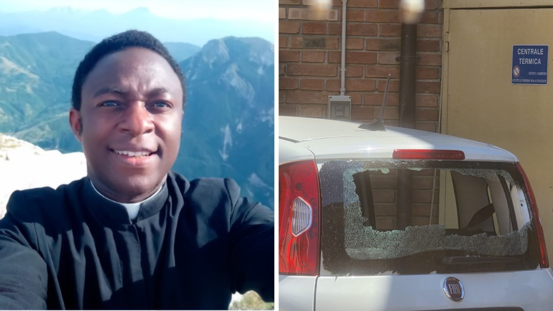 Padre Solomon e l'auto danneggiata
