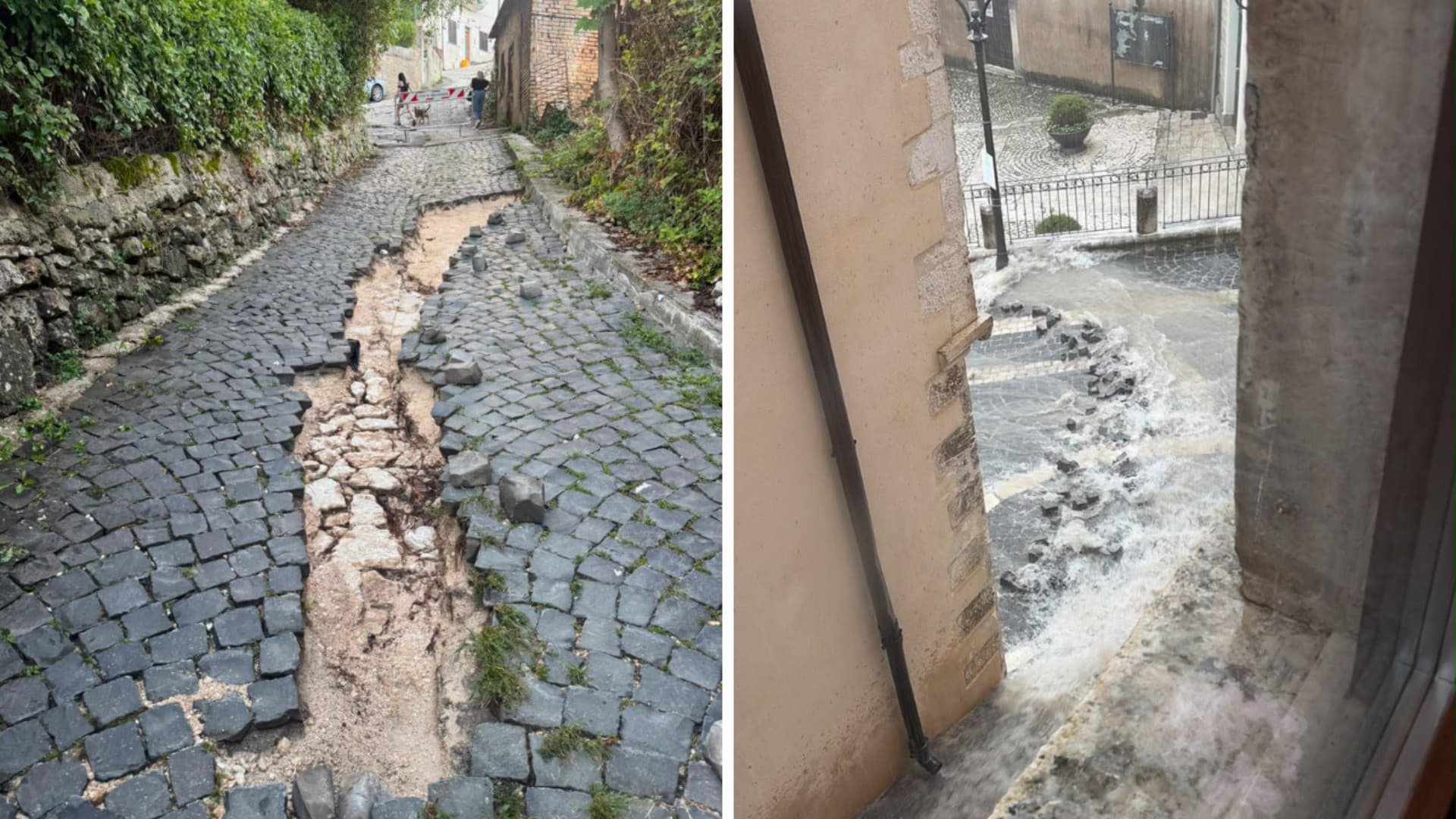 Nubifragio a Tagliacozzo, strade devastate e voragini: «Fenomeno di eccezionale intensità»