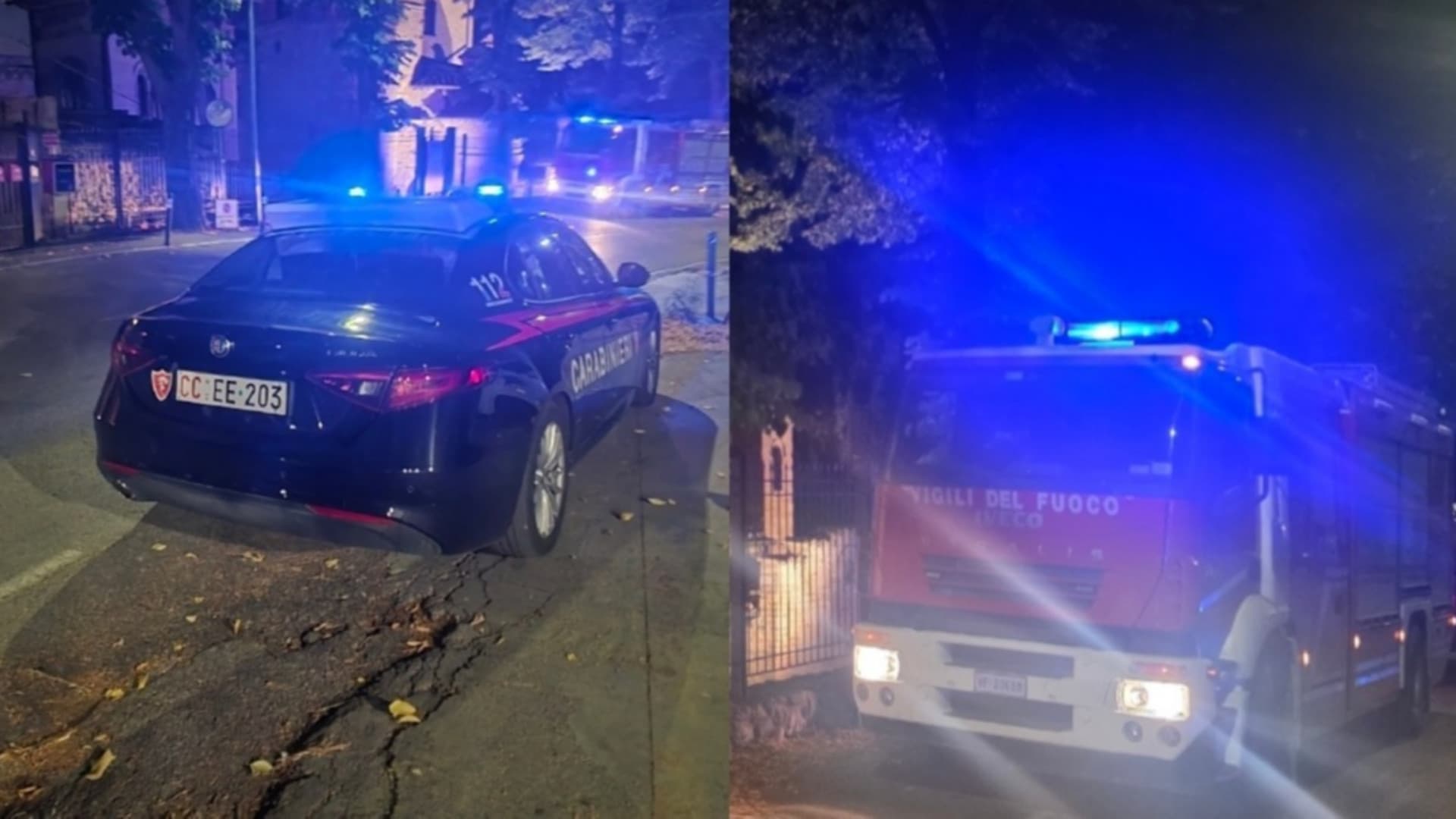 L'intervento notturno di polizia e vigili del fuoco