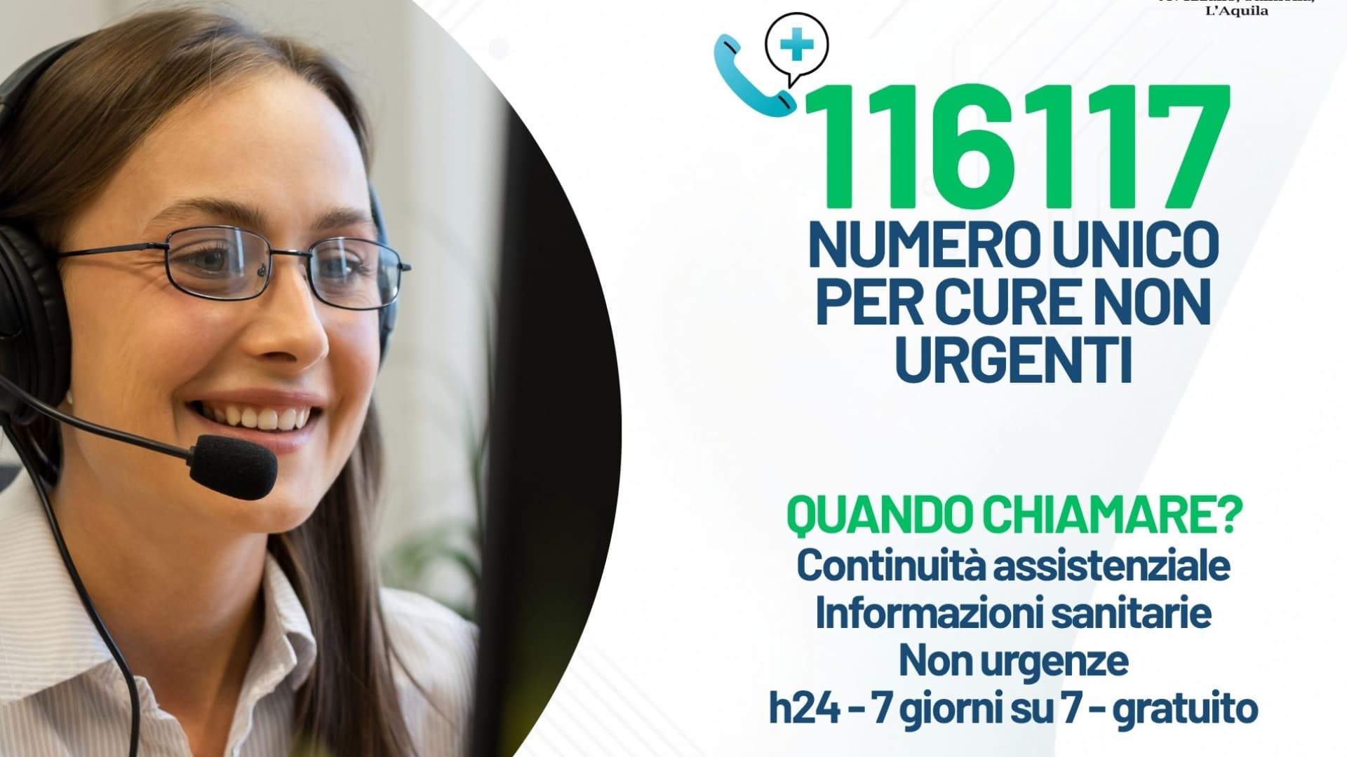 L'Aquila, cure non urgenti: la Asl1 rilancia il 116117