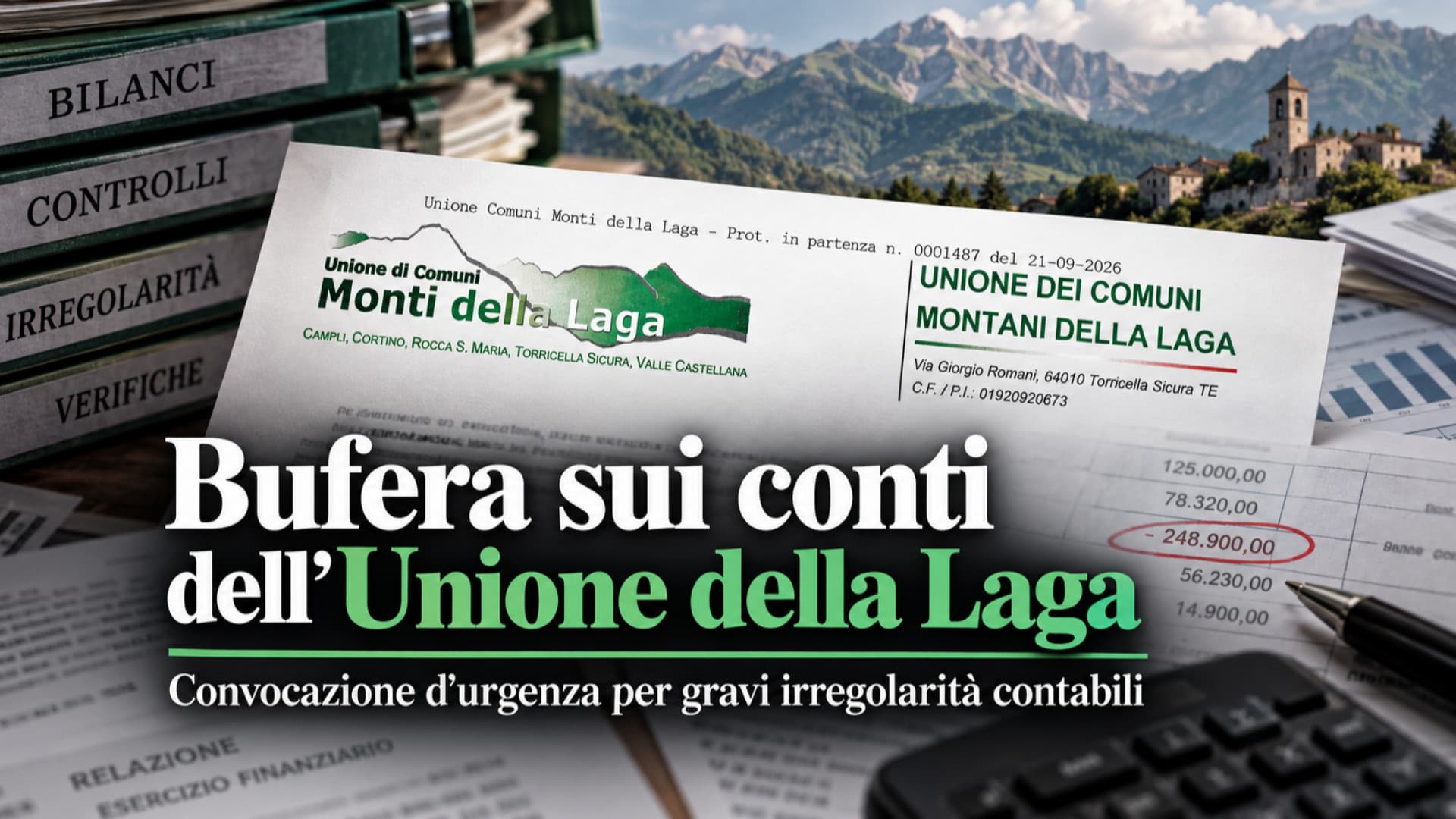 Abruzzo, conti sotto la lente all’Unione della Laga: Consiglio urgente sulle “gravi irregolarità”