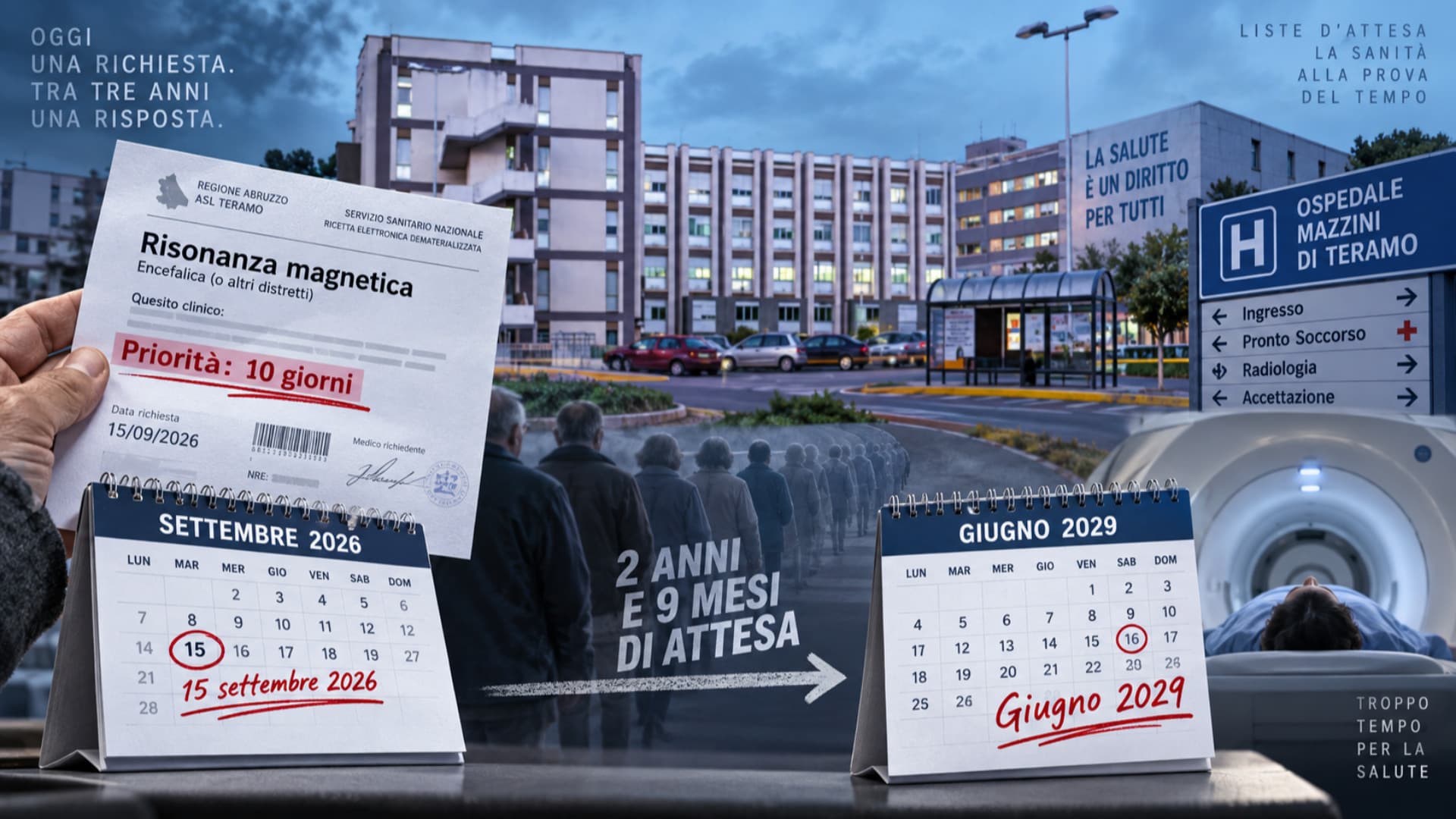 Risonanza con priorità a dieci giorni, appuntamento nel 2029: il paradosso della Asl di Teramo