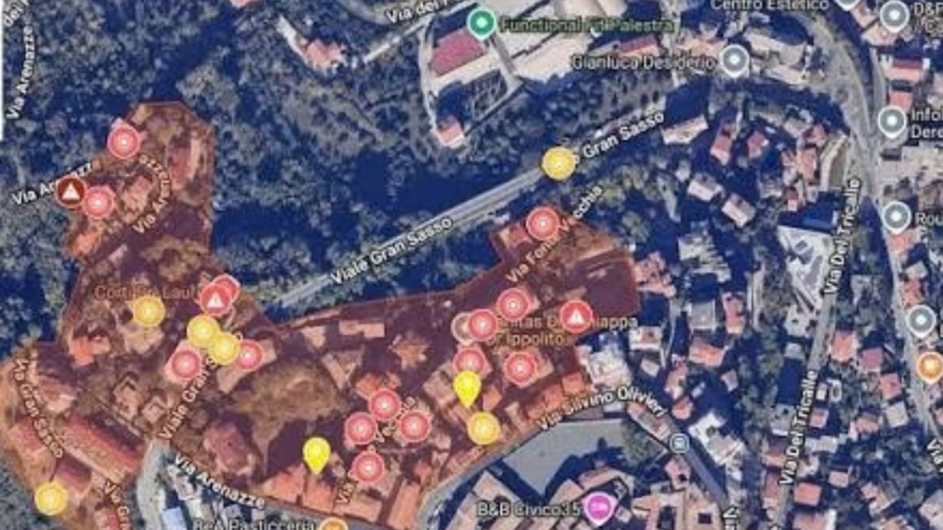 Una delle zone interessate dal rischio crollo