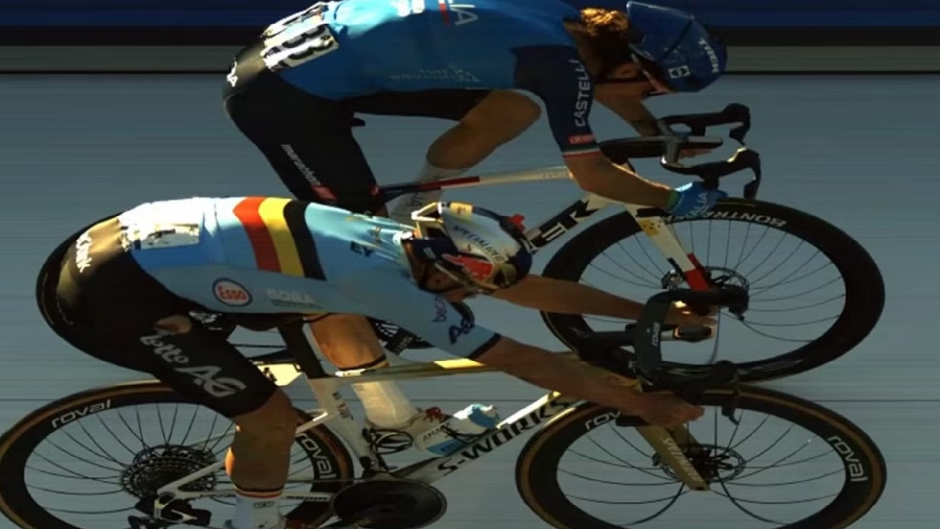 Il fotofinish tra Ciccone ed Evenepoel