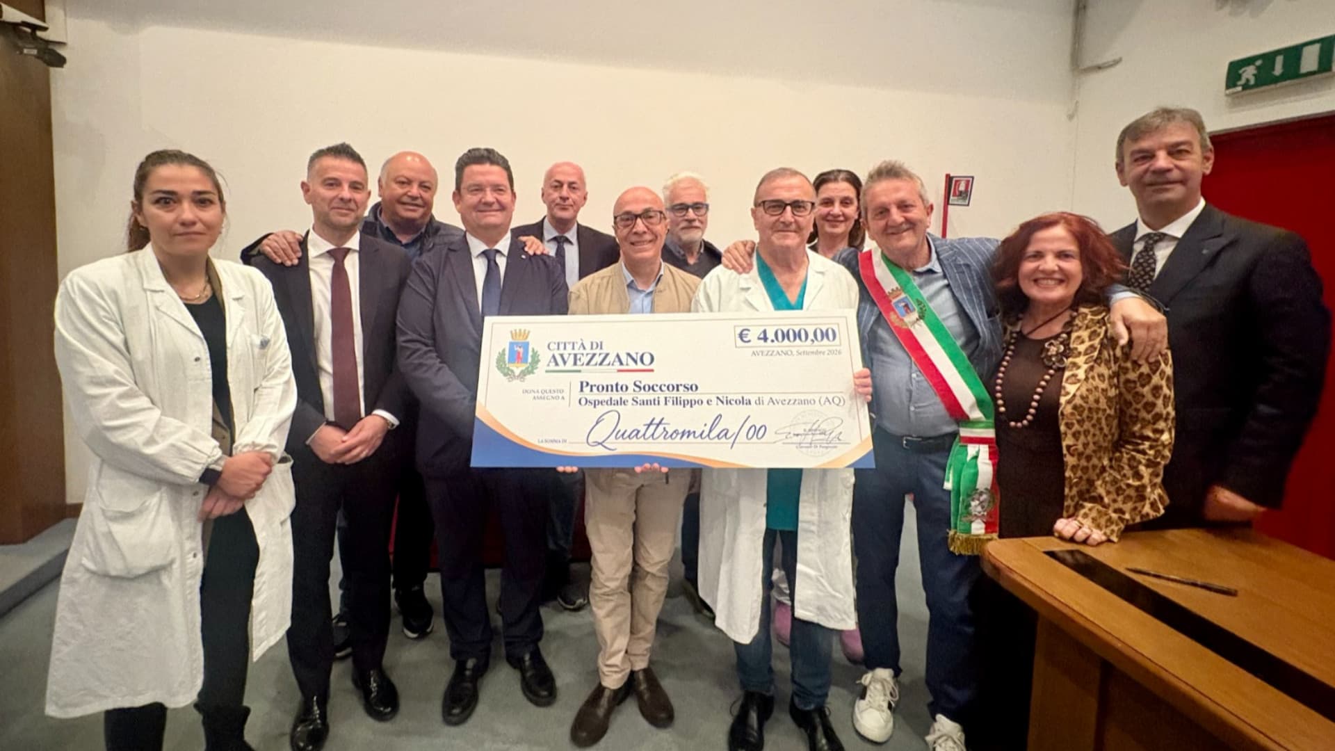 Ospedale di Avezzano, donato un assegno da 4mila euro