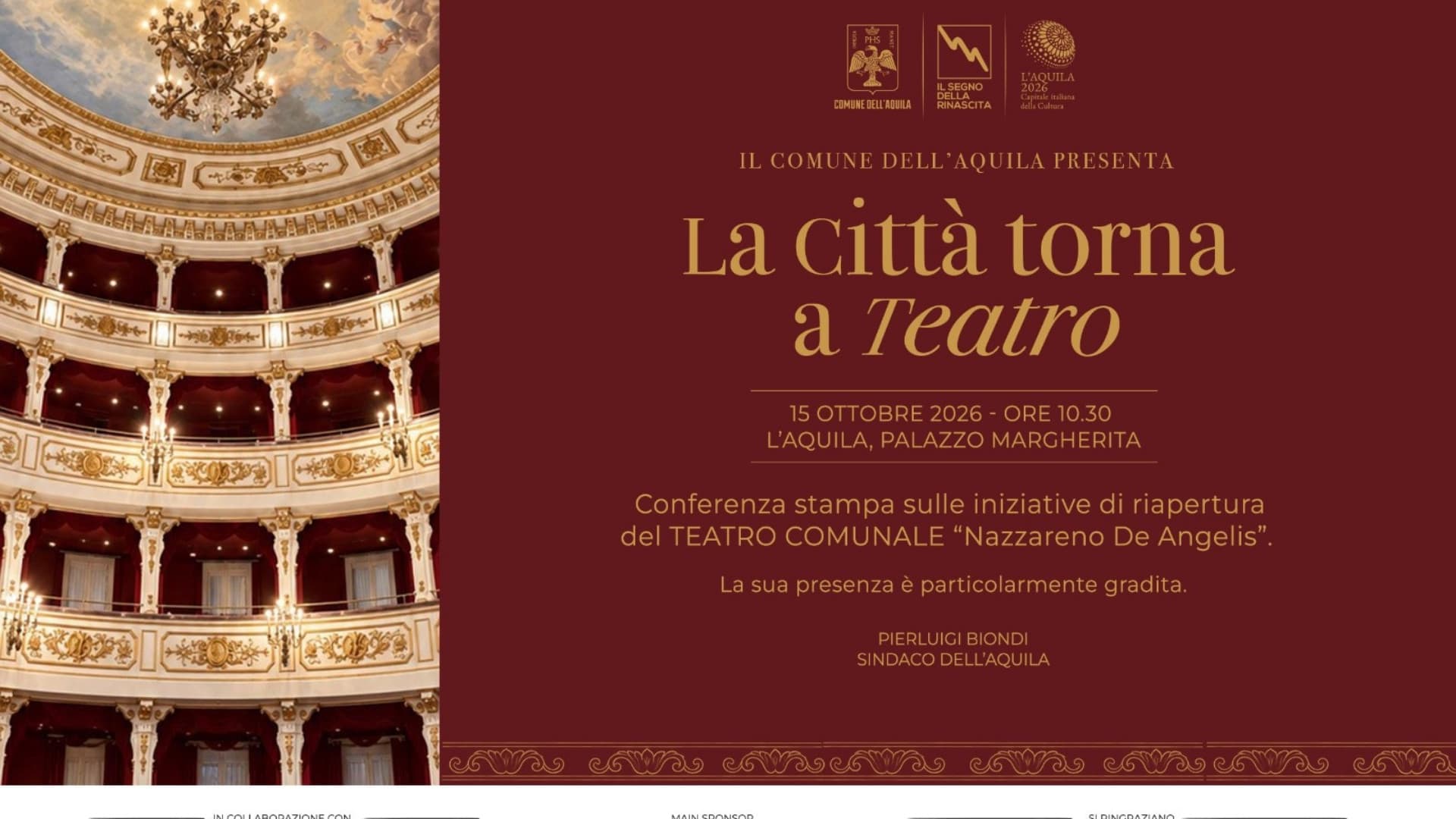 L'Aquila, riapre il Teatro Comunale "Nazzareno De Angelis"