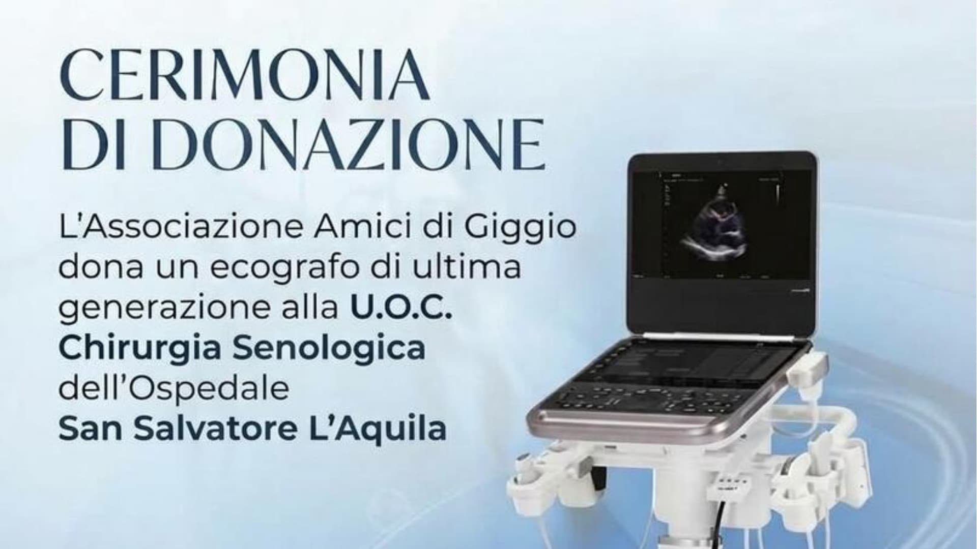 L'Aquila, donazione di un ecografo di ultima generazione alla Chirurgia senologica del "San Salvatore"