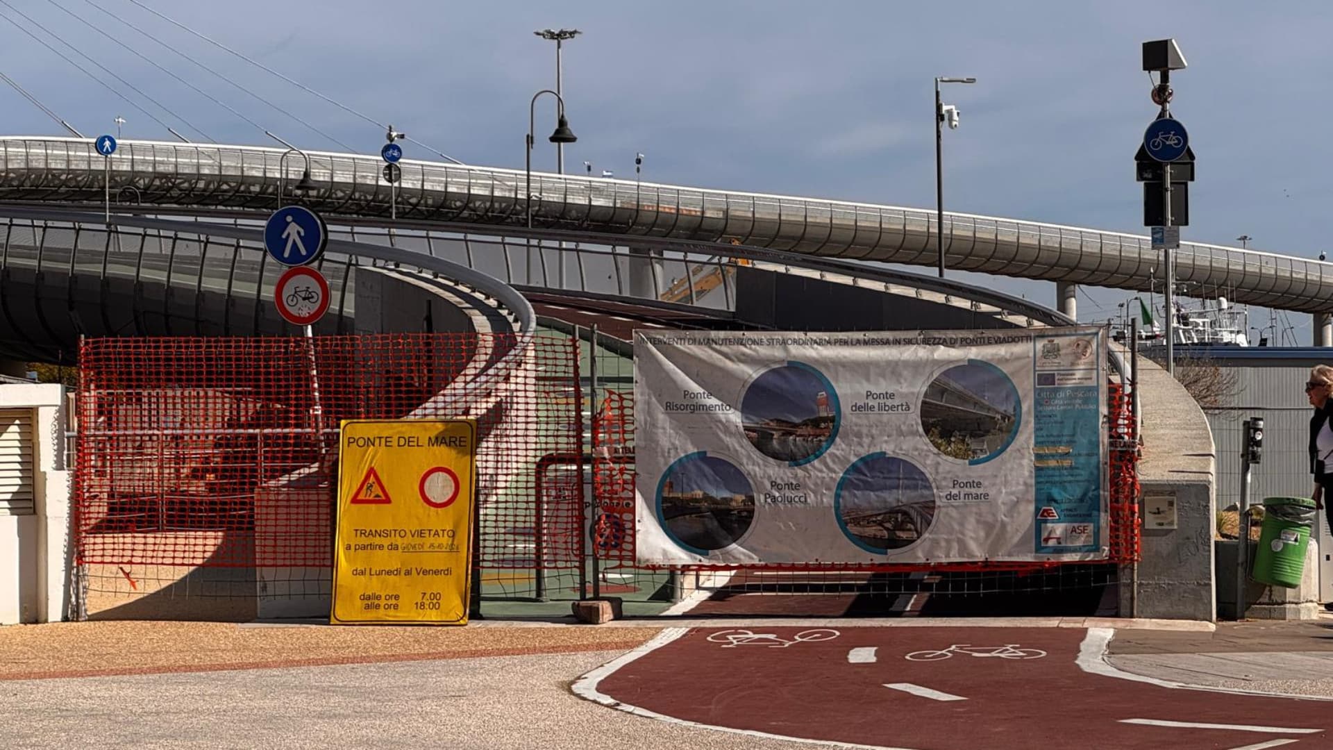 Pescara, chiude il Ponte del Mare per lavori: stop a pedoni e bici fino al 27 ottobre