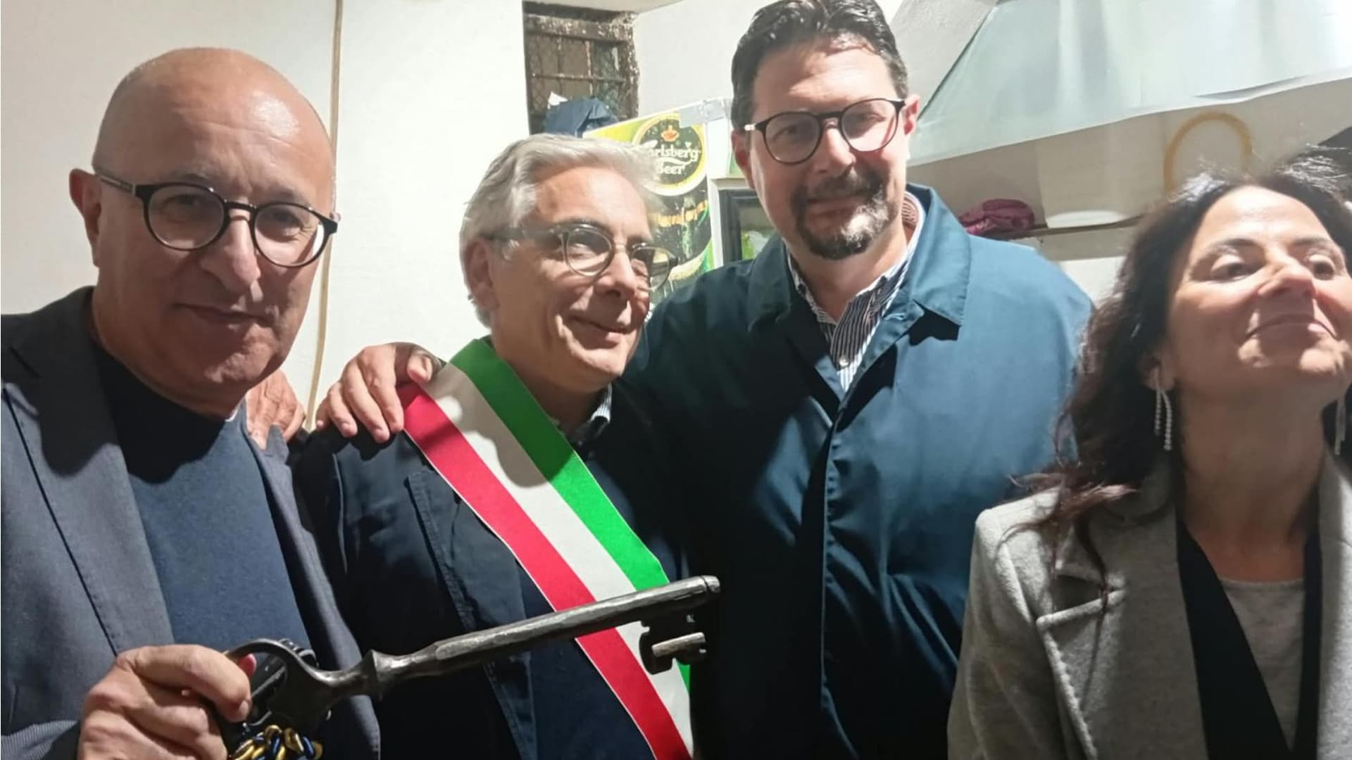 Da sinistra i sindaci Carlo Rosi (San Vincenzo), Luciano Scalisi (Civitella), Maurizio Murzilli (Capistrello) e Sara Cicchinelli (Civita D'Antino)