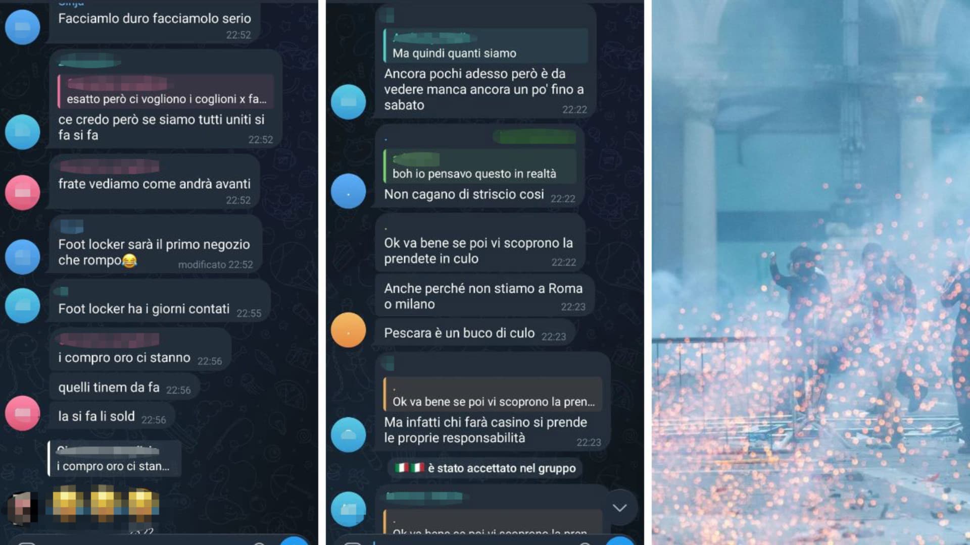 Pescara, messaggi choc su Telegram alla vigilia della protesta: «Svuotiamo le gioiellerie». Massima allerta domani