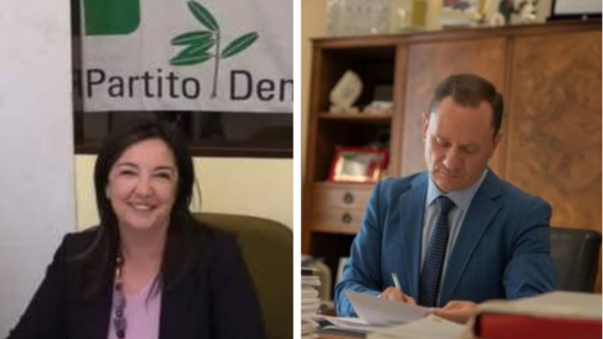 Emanuela Ferretti, segretaria PD Roseto, e l'ex sindaco di Roseto Sabatino Di Girolamo