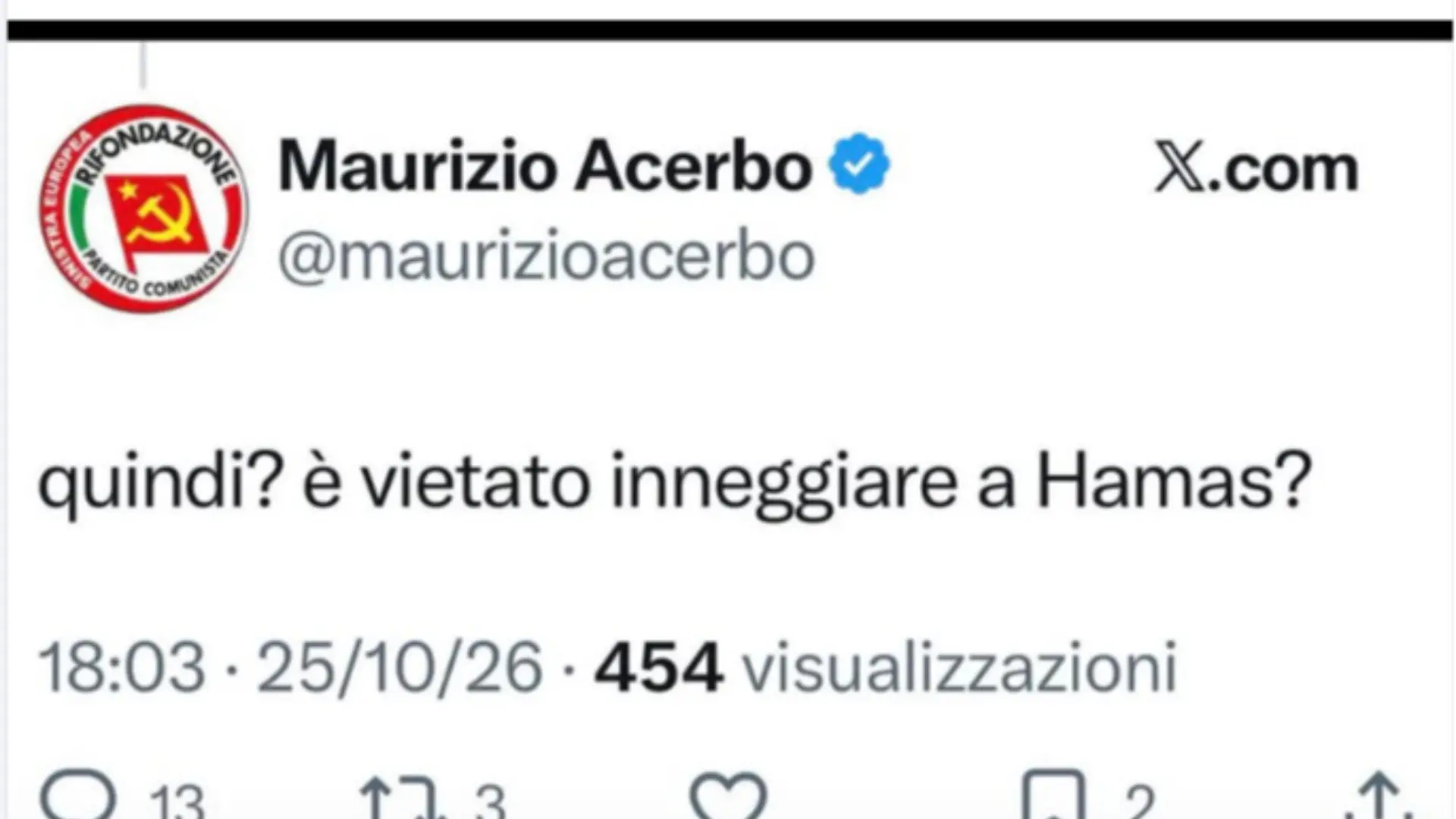 Hamas, il caso Acerbo scuote il centrosinistra